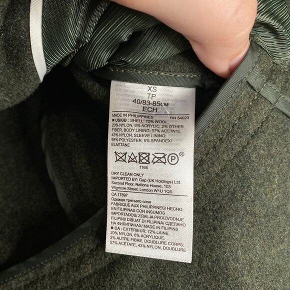 BANANA REPUBLIC Italian Melton Wool-Blend Peplum-Hem Coat Military Size XS - Picture 7 of 9